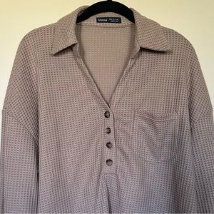 Waffle Knit Bubble Sleeve Mini Dress